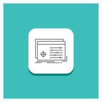 Round Button for File. object. processing. settings. software Line icon Turquoise Background vector