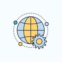 connected. online. world. globe. multiplayer Flat Icon. green and Yellow sign and symbols for website and Mobile appliation. vector illustration