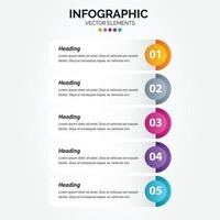 Vertical Infographic arrow design with 5 options or steps. vector