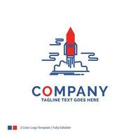 Company Name Logo Design For launch. Publish. App. shuttle. space. Blue and red Brand Name Design with place for Tagline. Abstract Creative Logo template for Small and Large Business. vector