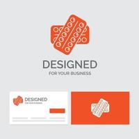 Business logo template for medicine. Pill. drugs. tablet. patient. Orange Visiting Cards with Brand logo template. vector