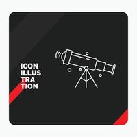 Red and Black Creative presentation Background for telescope. astronomy. space. view. zoom Line Icon vector