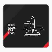 Red and Black Creative presentation Background for launch. Publish. App. shuttle. space Line Icon vector