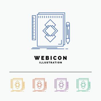 design. Tool. identity. draw. development 5 Color Line Web Icon Template isolated on white. Vector illustration