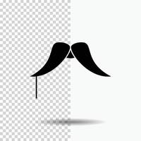 moustache. Hipster. movember. male. men Glyph Icon on Transparent Background. Black Icon vector