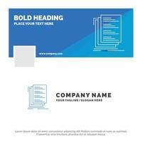 Blue Business Logo Template for Code. coding. compile. files. list. Facebook Timeline Banner Design. vector web banner background illustration