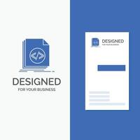 Business Logo for Code. coding. file. programming. script. Vertical Blue Business .Visiting Card template. vector