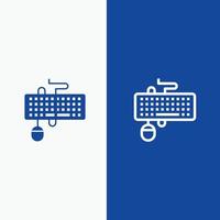 interfaz de dispositivo teclado ratón línea obsoleta y glifo icono sólido línea de banner azul y glifo sólido vector