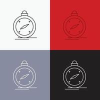 compass. direction. navigation. gps. location Icon Over Various Background. Line style design. designed for web and app. Eps 10 vector illustration