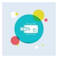 Finance. flow. marketing. money. payments White Glyph Icon colorful Circle Background vector