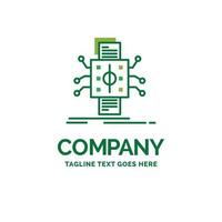 Analysis. data. datum. processing. reporting Flat Business Logo template. Creative Green Brand Name Design. vector