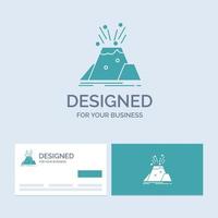 disaster. eruption. volcano. alert. safety Business Logo Glyph Icon Symbol for your business. Turquoise Business Cards with Brand logo template. vector