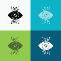 Infrastructure. monitoring. surveillance. vision. eye Icon Over Various Background. glyph style design. designed for web and app. Eps 10 vector illustration