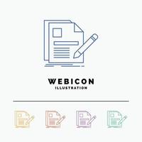 document. file. page. pen. Resume 5 Color Line Web Icon Template isolated on white. Vector illustration