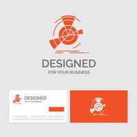 Business logo template for Data. diagram. performance. point. reference. Orange Visiting Cards with Brand logo template. vector