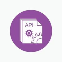 Api. app. coding. developer. software White Glyph Icon in Circle. Vector Button illustration