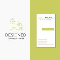 Business Logo for delivery. time. shipping. transport. truck. Vertical Green Business .Visiting Card template. Creative background vector illustration