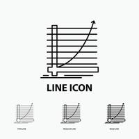 Arrow. chart. curve. experience. goal Icon in Thin. Regular and Bold Line Style. Vector illustration