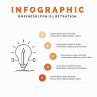 bulb. creative. solution. light. pencil Infographics Template for Website and Presentation. Line Gray icon with Orange infographic style vector illustration