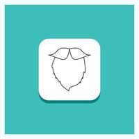 Round Button for moustache. Hipster. movember. beared. men Line icon Turquoise Background vector