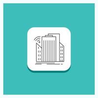 Round Button for Buildings. city. sensor. smart. urban Line icon Turquoise Background vector