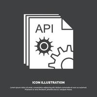 API. aplicación codificación. desarrollador. icono de programa símbolo de vector de glifo para ui y ux. sitio web o aplicación móvil