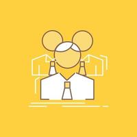 Team. teamwork. Business. Meeting. group Flat Line Filled Icon. Beautiful Logo button over yellow background for UI and UX. website or mobile application vector