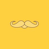 moustache. Hipster. movember. male. men Flat Line Filled Icon. Beautiful Logo button over yellow background for UI and UX. website or mobile application vector