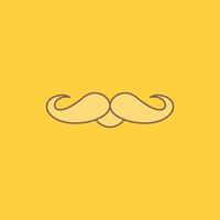 moustache. Hipster. movember. male. men Flat Line Filled Icon. Beautiful Logo button over yellow background for UI and UX. website or mobile application vector