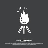 fire. flame. bonfire. camping. camp Icon. glyph vector symbol for UI and UX. website or mobile application