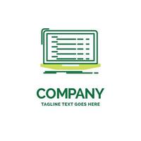 Api. app. coding. developer. laptop Flat Business Logo template. Creative Green Brand Name Design. vector