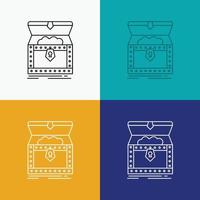 Box. chest. gold. reward. treasure Icon Over Various Background. Line style design. designed for web and app. Eps 10 vector illustration