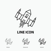 spacecraft. spaceship. ship. space. alien Icon in Thin. Regular and Bold Line Style. Vector illustration