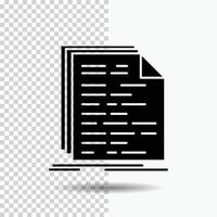 código. codificación. doc. programación. icono de glifo de script en fondo transparente. icono negro vector