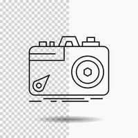 Camera. photography. capture. photo. aperture Line Icon on Transparent Background. Black Icon Vector Illustration