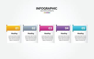 plantilla de diseño infográfico horizontal empresarial con iconos y 5 cinco opciones o pasos. vector