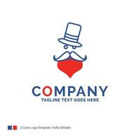 Company Name Logo Design For moustache. Hipster. movember. Santa Clause. Hat. Blue and red Brand Name Design with place for Tagline. Abstract Creative Logo template for Small and Large Business. vector