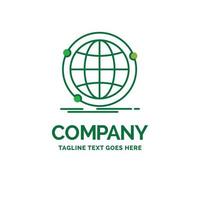 Data. global. internet. network. web Flat Business Logo template. Creative Green Brand Name Design. vector