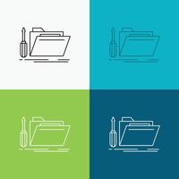 folder. tool. repair. resource. service Icon Over Various Background. Line style design. designed for web and app. Eps 10 vector illustration