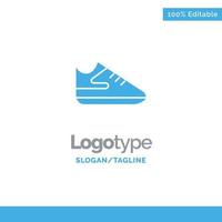 zapatos de ejercicio deportes plantilla de logotipo sólido azul lugar para el eslogan vector