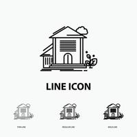 Home. house. Apartment. building. office Icon in Thin. Regular and Bold Line Style. Vector illustration