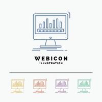 analytics. processing. dashboard. data. stats 5 Color Line Web Icon Template isolated on white. Vector illustration