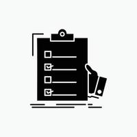 checklist. check. expertise. list. clipboard Glyph Icon. Vector isolated illustration