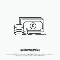 Finanzas. inversión. pago. dinero. icono de dólar símbolo gris vectorial de línea para ui y ux. sitio web o aplicación móvil vector