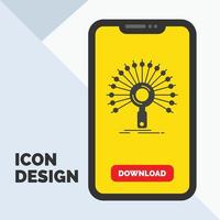 Data. information. informational. network. retrieval Glyph Icon in Mobile for Download Page. Yellow Background vector