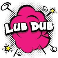 lub dub comic plantilla brillante con burbujas de discurso en marcos coloridos vector