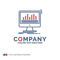 Company Name Logo Design For analytics. processing. dashboard. data. stats. Blue and red Brand Name Design with place for Tagline. Abstract Creative Logo template for Small and Large Business. vector
