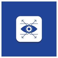Blue Round Button for Business. eye. look. vision Glyph icon vector