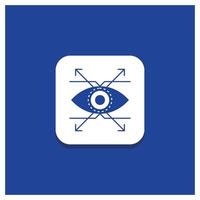 Blue Round Button for Business. eye. look. vision Glyph icon vector