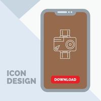 camera. action. digital. video. photo Line Icon in Mobile for Download Page vector